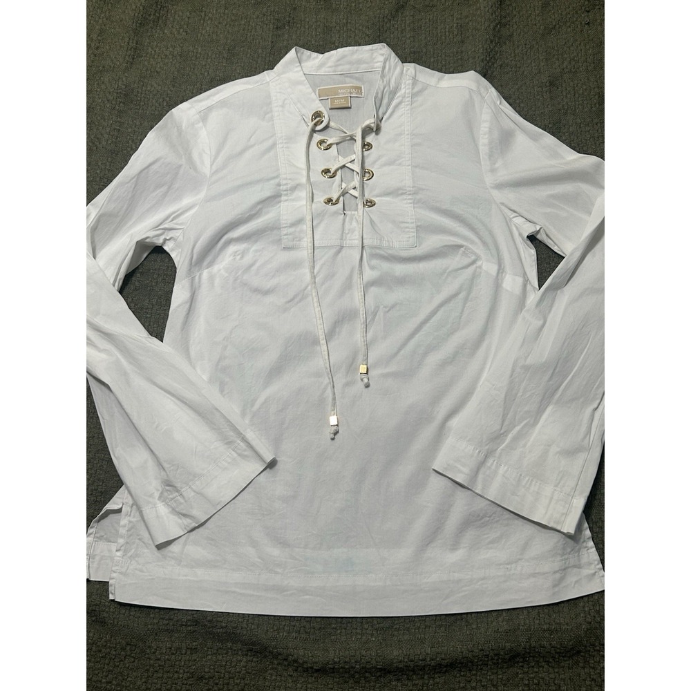 Michael Kors White Women's Tunic Lace-up Blouse Medium
